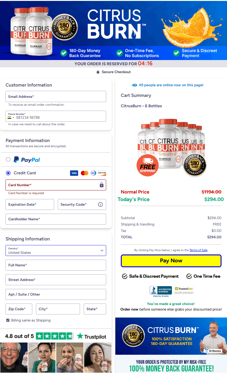 CitrusBurn-checkout-order-page